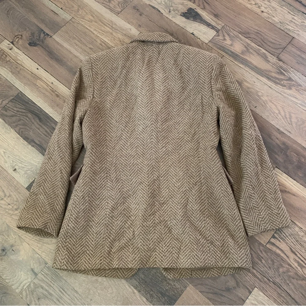 Emanuel Ungaro Vintage Designer Tan Wool Blazer Petite Size 4 - Picture 7 of 13